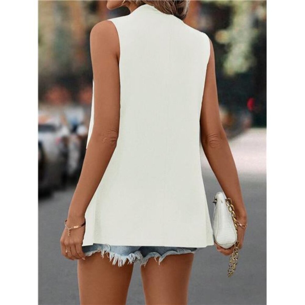 A Classy Chic Boutique White Sleeveless Blazer - Picture 2 of 7